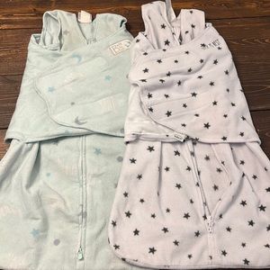 Set of 2- Fleece Halo Sleep Sack/Swaddles - small/3-6 months